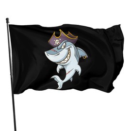 Pirate Shark Flag 3x5 Ft Outside Breeze Outdoor Flags With Grommets For Yard Indoor Room Décor Banner Sign