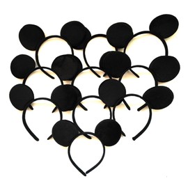 NEWTGAN 20 PCS Mouse Ears Headbands for Birthday Party Theme Park Costume Play Celebration for Boys and Girls (3color) (black)