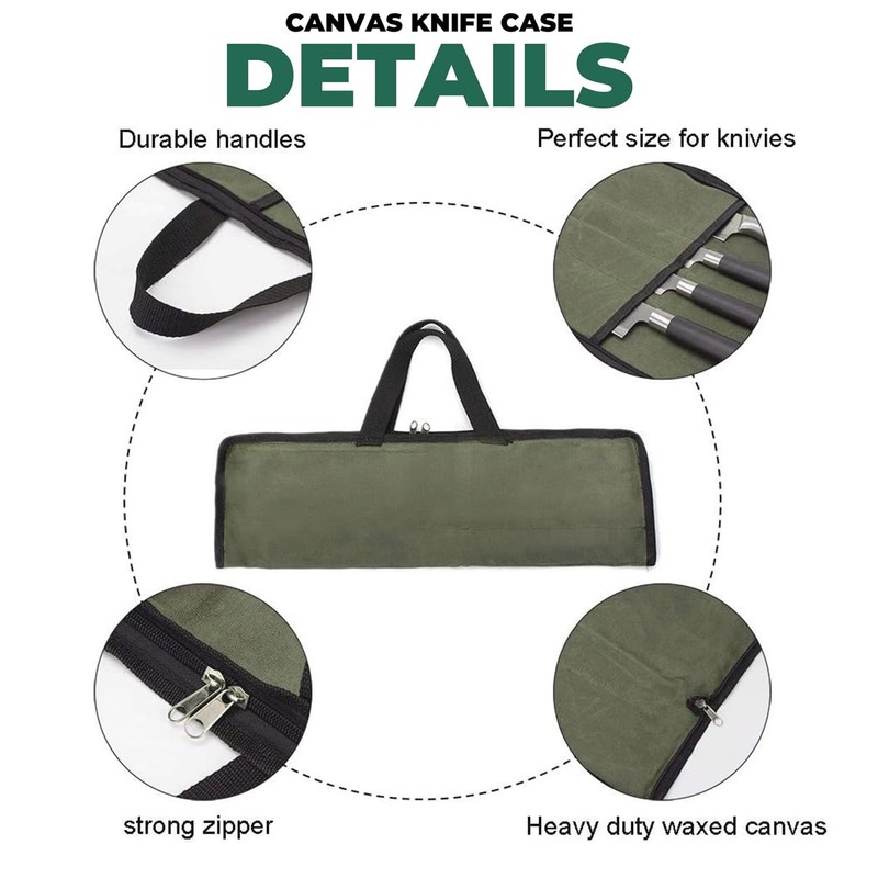 Zisqerts Heavy Duty Knife Roll for Chefs - Waxed Canvas