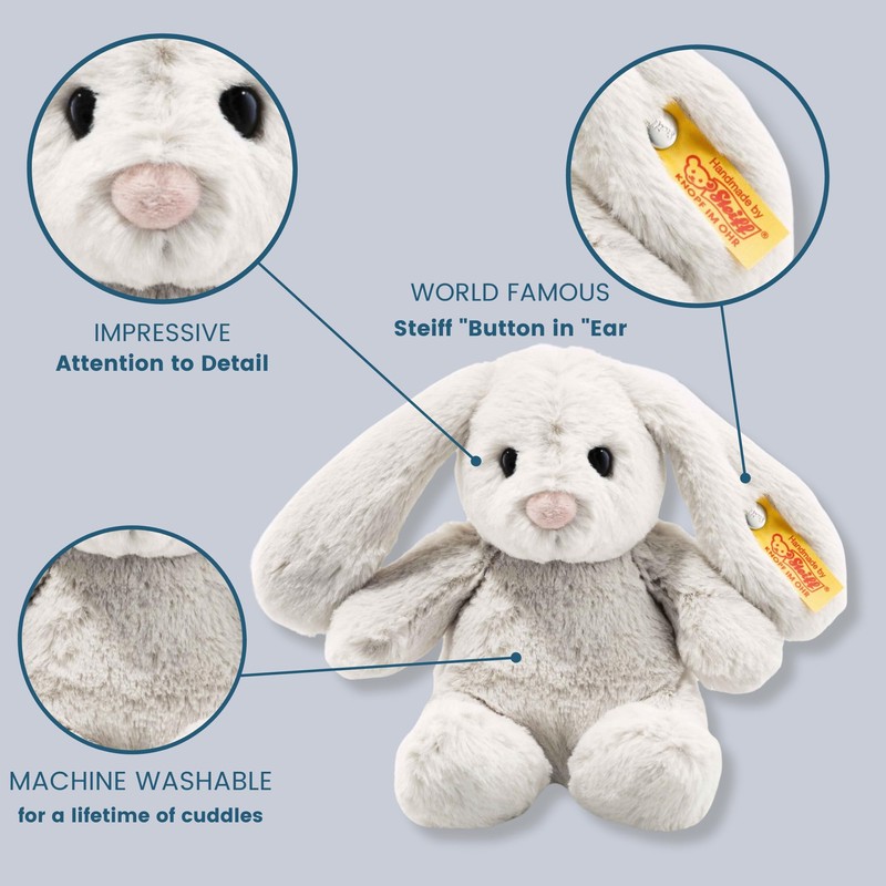 Steiff Hoppie Rabbit, 18 cm Plush Bunny with Floppy Ears,