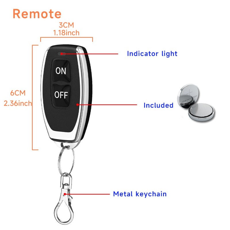 Cerhot 100m Wireless Remote Switch DC 12V/24/36/48/72V 30A RF Remote