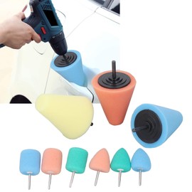Fafeicy 9 Pieces 6 mm 3 mm Shafts Polishing Cones Reusable Metal Polishing Sponge Polishing Ball Kit for Car Wheel Hub Body Care Tools