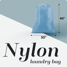 Handy Laundry XL Laundry Bag – Heavy Duty Nylon, 30" x 40", Large Capacity, Durable Drawstring Closure, Machine Washable, Travel & Dorm Essentials for Dirty Clothes, Light Blue
