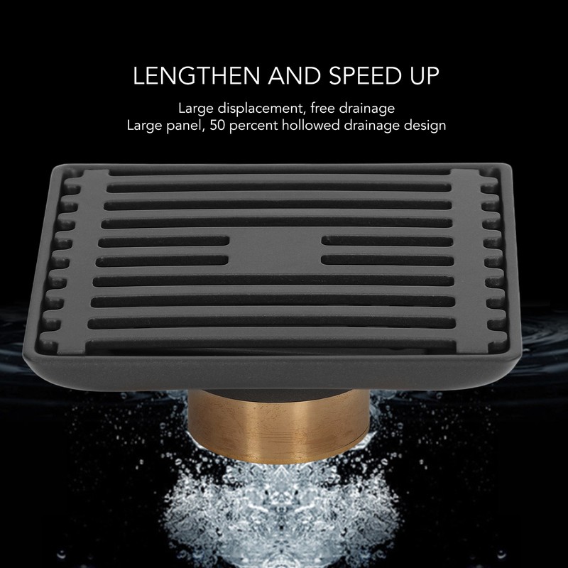 Floor Drain Stainless Steel Copper Gray Quadrangular Large Displacement Draining