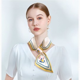 LumiSyne Skinny Silk Scarf For Women Easy Pull-Through Design French Vintage Style Narrow Long Neckerchief Lightweight Satin Small Scarf Decorative Neck Scarf Hairband Headdress Handle Wrap Ribbon