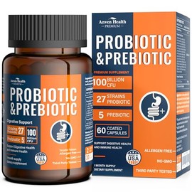 100 mil millones de probióticos para hombres y mujeres. 27 cepas. 5 prebióticos orgánicos para la salud digestiva e inmunitaria intestinal. Favorece  