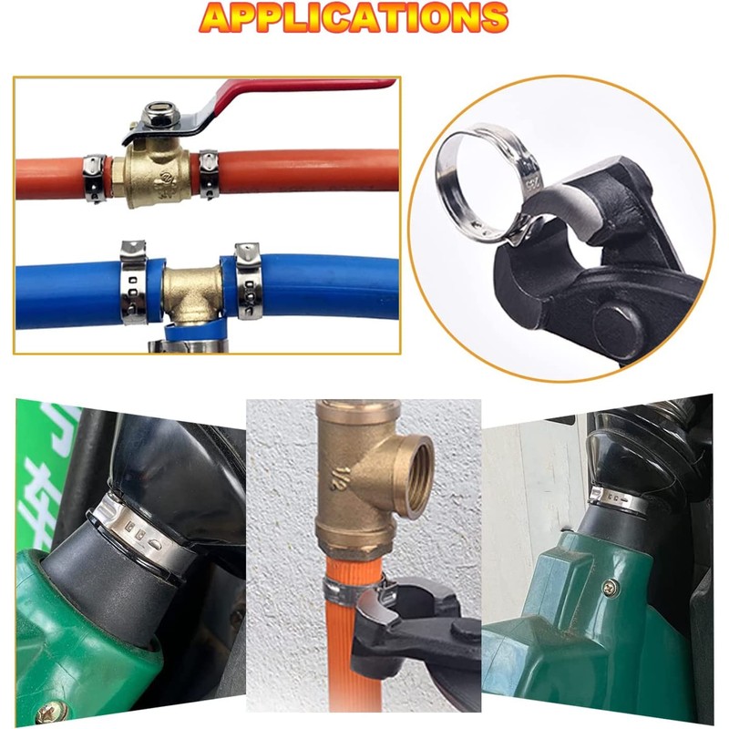 AKIHISA 180 PCS Single Ear Hose Clamps, 12 Sizes 5.3-33.1mm