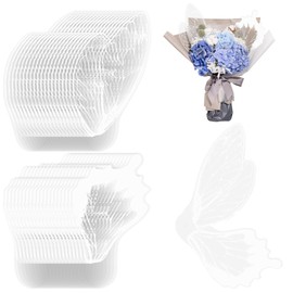 Framendino, 20 Set Butterfly Flower Wrapping Paper Clear Floral Wraps for Bouquets Packaging DIY Craft White