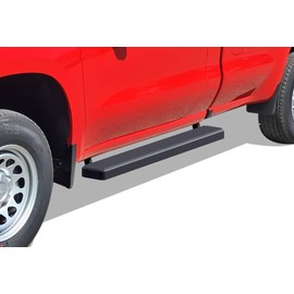 APS Premium 5in Black Stainless Steel Running Boards Compatible with Silverado Sierra Regular Cab 19-24