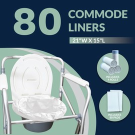 Reli. Commode Liners with Absorbent Pads (Bulk 80 Pack) | 80 Each (Liner and Pad) | Use in Bedside Toilet Chair Bucket | Portable Toilet Poop Bags | Disposable Bed Liner/Waste Bags