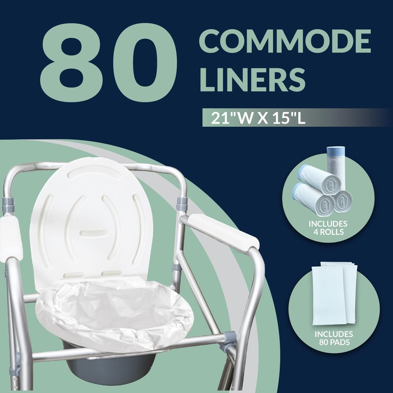 Reli. Commode Liners with Absorbent Pads (Bulk 80 Pack) |