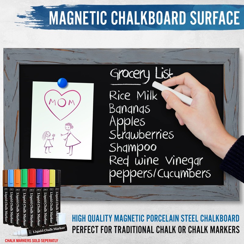 HBCY Creations Rustic Grey Magnetic Wall Chalkboard, Small Size 11"