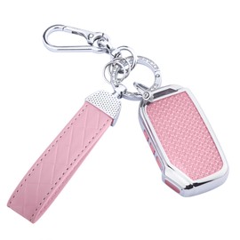 Seedwee for Kia Key fob Cover, Soft TPU Keys Protector Bling Key Fob Keychain for Kia Cerato Ceed Forte NIRO Sorento Seltos Sportage Soul Telluride, Silver Pink