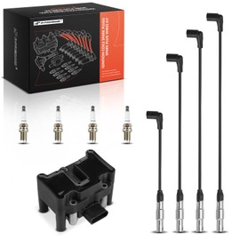 A-Premium 1 Ignition Coils with 4 Wire and 4 Iridium Spark Plugs Compatible with Volkswagen Jetta 1999-2001, Golf 1999-2001, Beetle 1998-2001, 2.0L