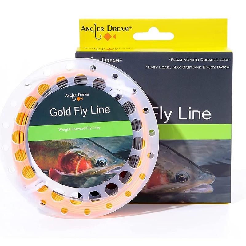 ANGLER DREAM Línea de Pesca con Mosca Gris Naranja de