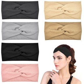 LANSKYLAN Pack of 6 Headband Hair Band Women's Wide Headband Women's Knot Wide Headbands Girls Hair Bands Women's Set Elastic Headband Summer Headbands Headbands Women's for Yoga Sports Fitness