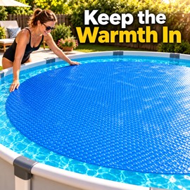 Sun2Solar 800 Series Round Blue Bubble Solar Pool Cover, Heat Retaining Blanket for Above Ground and Inground Pools