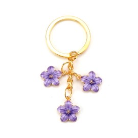 Gallkeat Flower Keyring, Bag Charm Girls, Aesthetic Car Keyring for Bag Charms, Women's Gift Ideas, Purple, gold, S