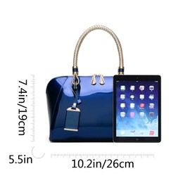 YAQUNICER - Bolso de mano con asa superior para mujer, bolso cruzado de poliuretano con hombro, Azul, Talla unica