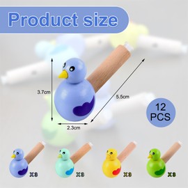 Pack of 12 Children's Wooden Bird Whistle Toy Lotus Flute Christmas Funny Whistle for Children, Party Flutes Wooden Pipes for Gatherings Games Entertainment