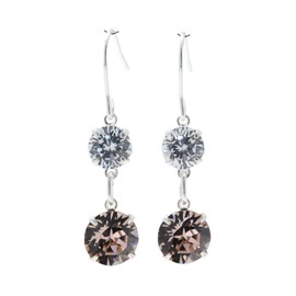 pewterhooter Sterling Silver Sparkling Diamond White and Vintage Rose Crystal Drop Earrings for Women