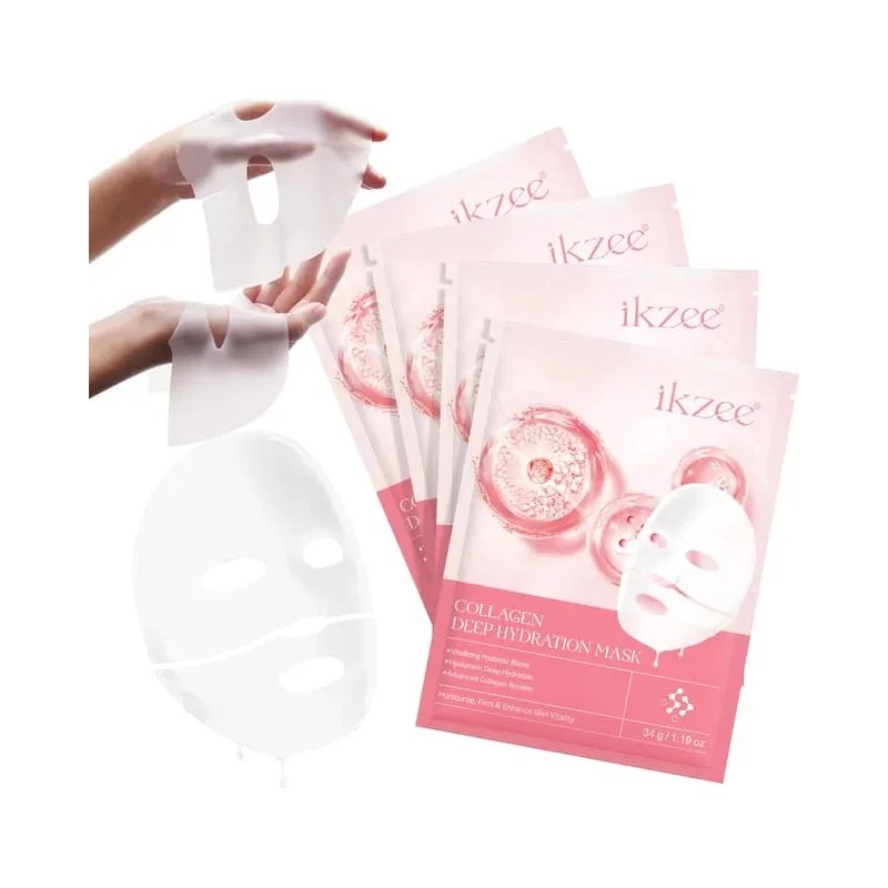4 Mascarillas Bio Colágeno Hidratante Con Ácido Hialurónico
