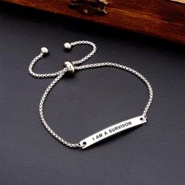 Kisseason I Am A Survivor Bracelet Adjustable Inspirational Bracelet for Women Men Jewelry Survivor Gifts