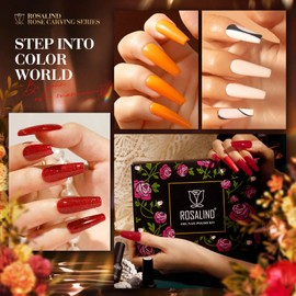 ROSALIND Semi-Permanent Nail Polish, 8 Colors Autumn Pumpkin Yellow Brown Glitter, 5ml Gel Nail Polish Soak Off UV Lamp, Nail Varnishes Nail Art Gel Nail Polish Set 8pcs