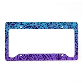 CafePress Depp Purple Floral Paisley On License Plate Holder Aluminum License Plate Frame, License Tag Holder