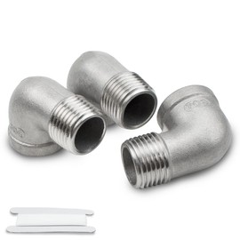 Bwintech 3 Pcs 90 Degree 1/8" Female to 1/8" Male BSP Thread Stainless Steel 304 Elbow Connector Pipe Fitting for Pipe Connecting Conversion