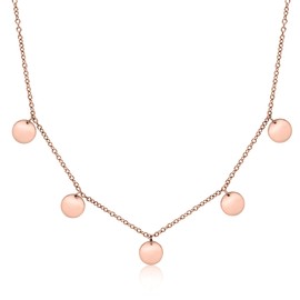 LENIRA High-quality women's necklace - delicate 5 coin chain - perfect as a gift., Stainless Steel