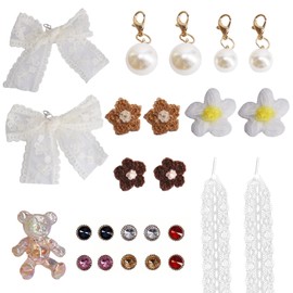 DEFIYEAR Shoe Charms, Jewelry/Bows/Clips/Pins for Sneakers & Shoes, DIY Decorations, Bling Crystal Diamond Cute Shoe Lace Charms for Girl Women, Children’s Day, Birthday(23PCS/25 PCS)