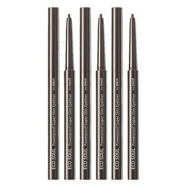 The Saem Eco Soul Powerproof Ultra Slim Eyeliner 0.1g, Ash Black, 3 Pieces / 더샘 에코 소울 파워프루프 초슬림 아이라이너 0.1g, 애쉬블랙, 3개