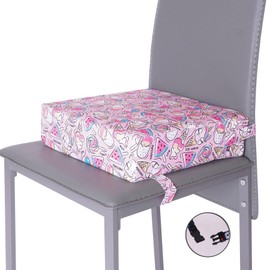 Toddler Booster Seat Cushion with Adjustable Straps and Washable Removable Cover Portable Dining Chair Pad for Kids and Baby - Travel-Friendly Seat Pads for Table Height Increasing [Candy Unicorn]