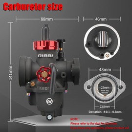 NIBBI PE22 Carburetor with 48mm Air Filters Kit,PE22mm FL Motorcycle Carb Fit for 125cc 130cc 140cc Dirt Bike Pit Bike Apollo TaoTao Lifan Kayo Honda SSR Motor Predator212