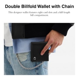 COACH Men's Billfold Wallet with Chain, Black, One Size