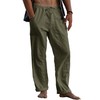 Gafeng Mens Linen Pants Yoga Beach Loose Fit Casual Summer