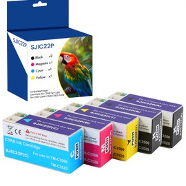 qunlong Remanufactured Ink Cartridges - Compatible with TM-C3500 TMC3500 C3510 C3520 Printer - SJIC22P Replacement - 5 Pack