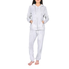 M17 Women's Sleepdown Ladies Velour Tracksuit 2 Piece Top and Joggers Soft Cosy, Grey, XL