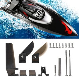 Steering Tail Rudder Parts, RC Boat Turn Fin Parts Plastic + Metal Rc Boat Tail Rudder Parts Turn Fin Assembly Parts Accessory for FT012 Rc Rudder Boat Parts