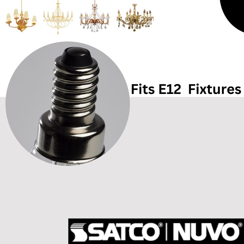 Satco LED Lamp, S21264 4B11/LED/927/CL/120V/E12, 4 Watt B11 Lightbulb, Clear;