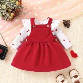 Asmea Baby Clothing Girls Newborn Clothes Ruffle Baby Romper Baby Suspenders Skirt Clothing Sets for Baby Girls Baby Gift Girls Baby Clothing Girls 0-18 Months, red