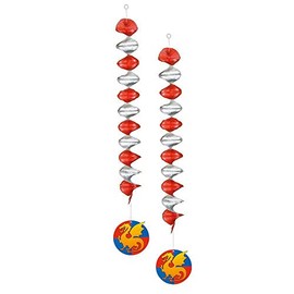 Boland 44018 Rotor Spirals Knight, Pack of 2, Length 60 cm, Coat of Arms with Golden Dragon, Hanging Decoration, Party Decoration, Children's Birthday, Theme Party, Carnival