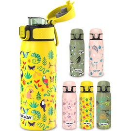TAKWAY Children's Stainless Steel Drinking Bottle, 550 ml, Leak-Proof, Insulated and Suitable for Carbonated Drinks, Bottle for School, Sports (Dungle)