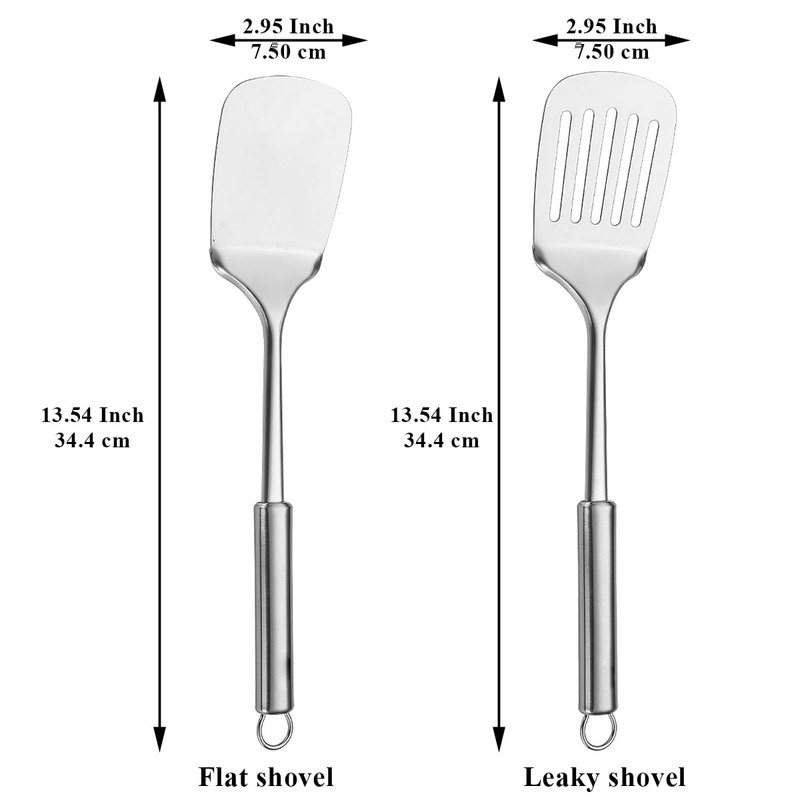 Stainless Steel Spatulas Set, ReaNea Silver Slotted Turner, Solid Turner,