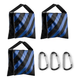 Fotover Sandbag Photography Studio Video Heavy Duty Sandbag Sand Bag for Photo Studio Light Stand Boom Arm Camera Tripod with Hook, 3 Pack (Blue and Black)
