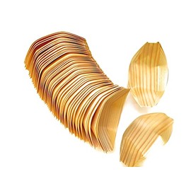 PAPSTAR 50 Finger Food Bowls, Pure Wood, 14 cm x 8.2 cm, Pack of 50