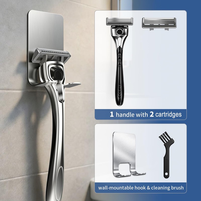 Men's Razor 6-Blade + TOP Trimmer, 1 Handle + 2