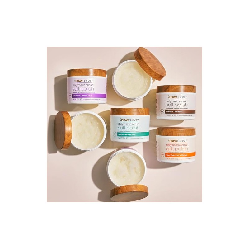 RawSugar Daily Micro Salt Scrub para cuerpo, exfolia e ilumina,