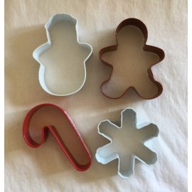 Wilton NEW Lot of 4 Wilton Metal Christmas Cookie Cutters - Snowman Flake Gingerbread